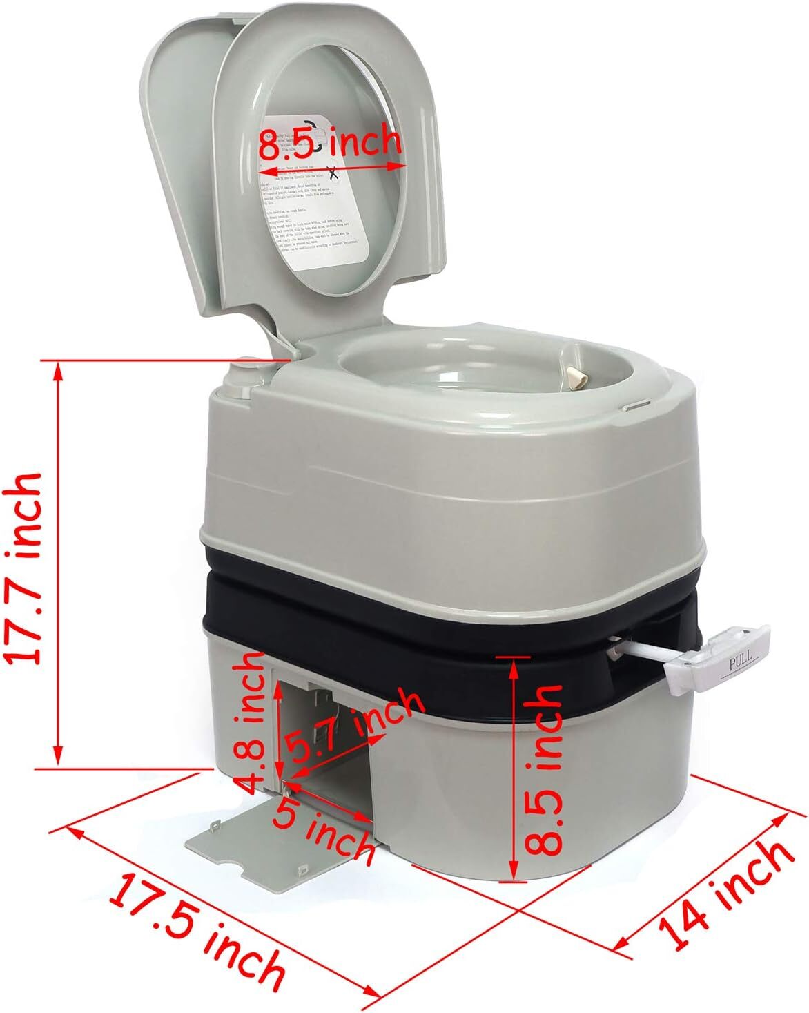 Portable Camping Toilet with 6.3 Gallon Flush Tank - Travel Commode