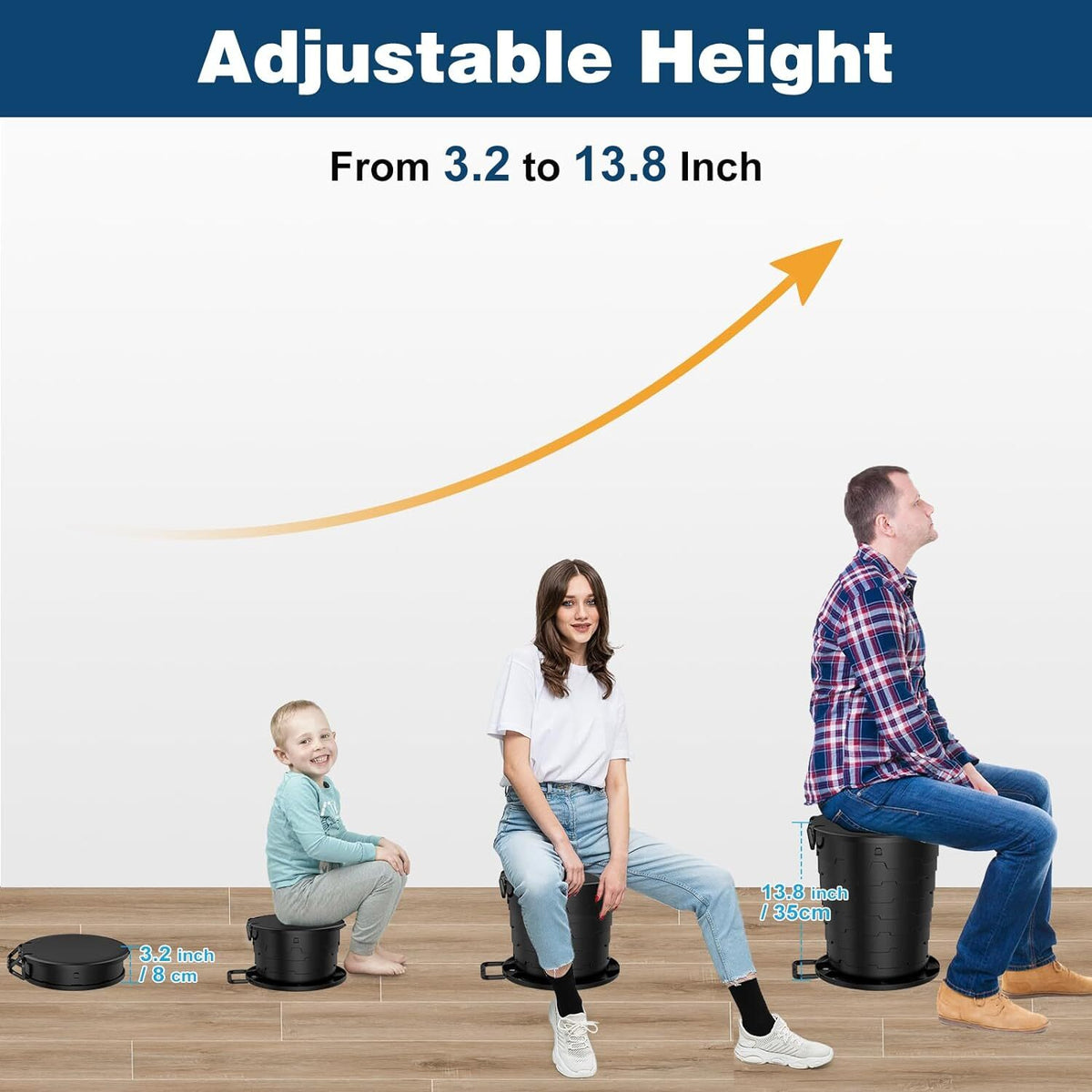 Portable Toilet for Camping with Retractable Design, Paper Holder & Lid