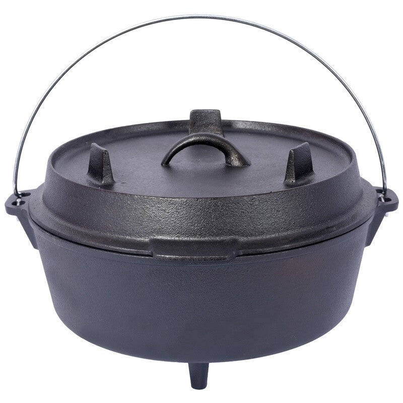 Pre-Seasoned Cast Iron Dutch Oven with Skillet Lid - 6 Quart Camping Cookware