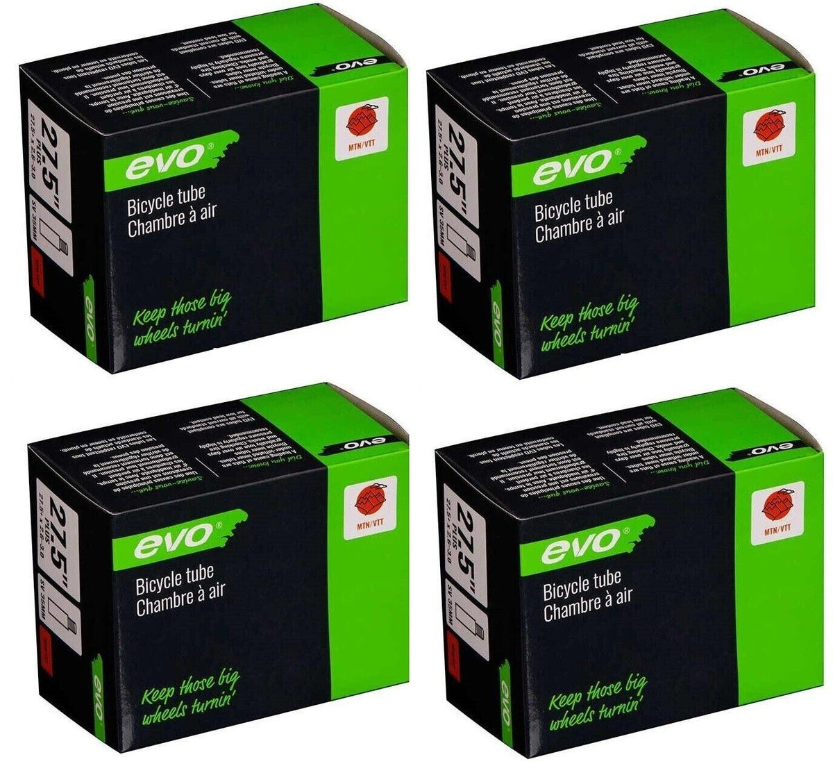 4 Pack Bicycle Inner Tubes 27.5 Inch x 2.6-3.0 Inch Schrader Valve