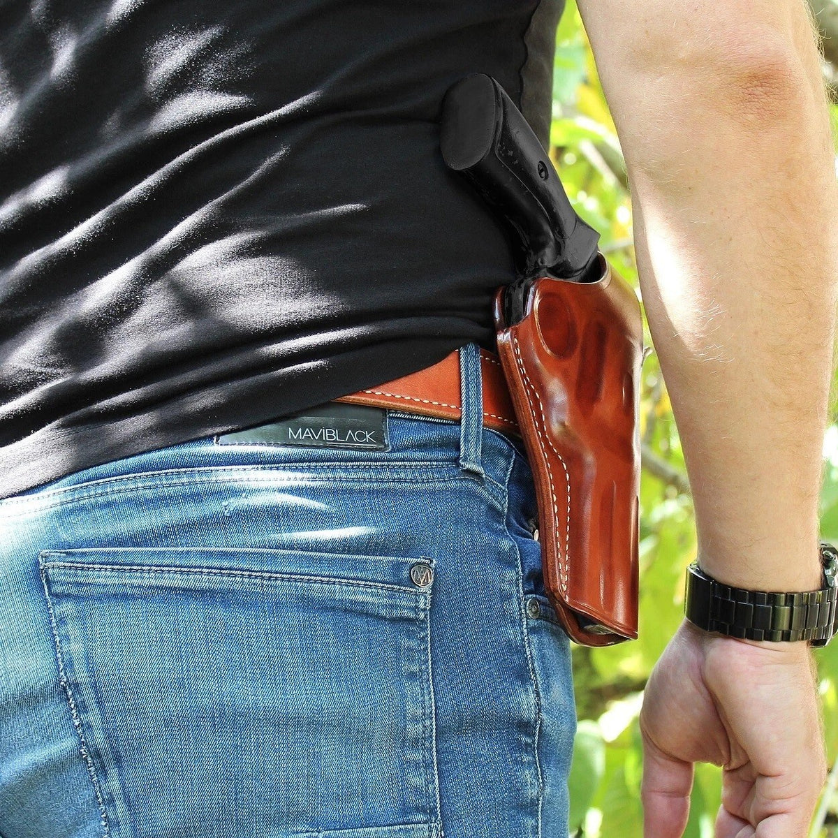 Leather Gun Holster Fits S&W Model 686 Plus 357 Mag 7-Shot 4-inch Barrel
