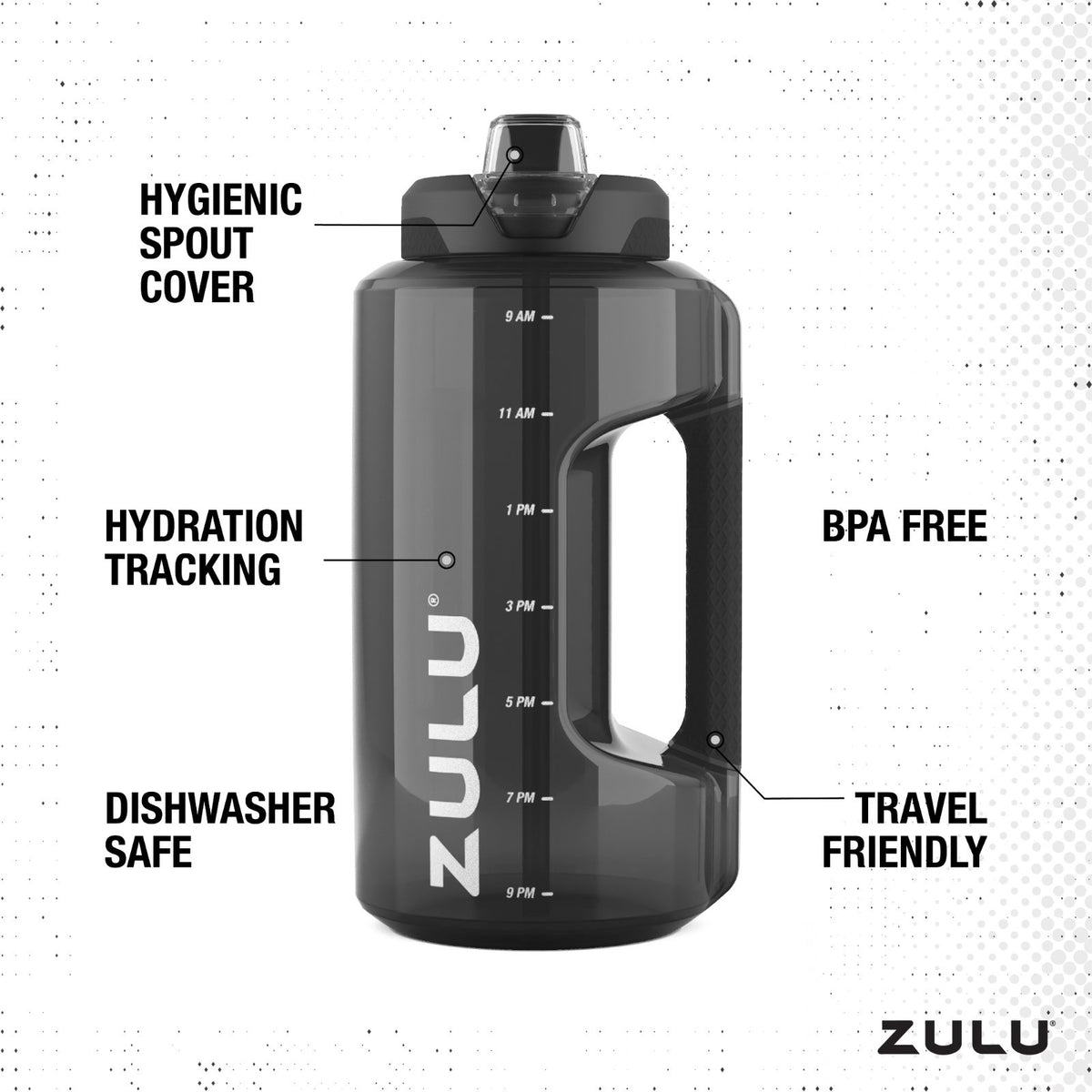64oz Half Gallon Plastic Water Jug with Leak Proof Lid & Handle