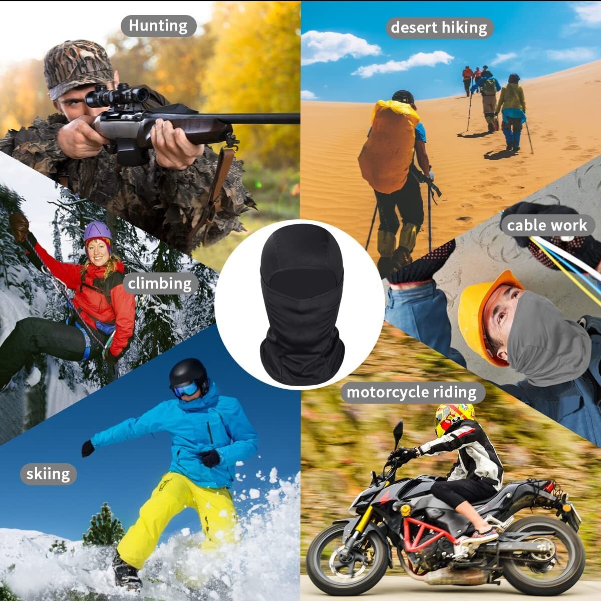 Balaclava Face Mask UV Protection for Ski Snowboarding Running Motorcycle Men Women