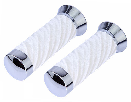 Lowrider Velour Handlebar Grips with Chrome or Gold Caps for Custom Bikes