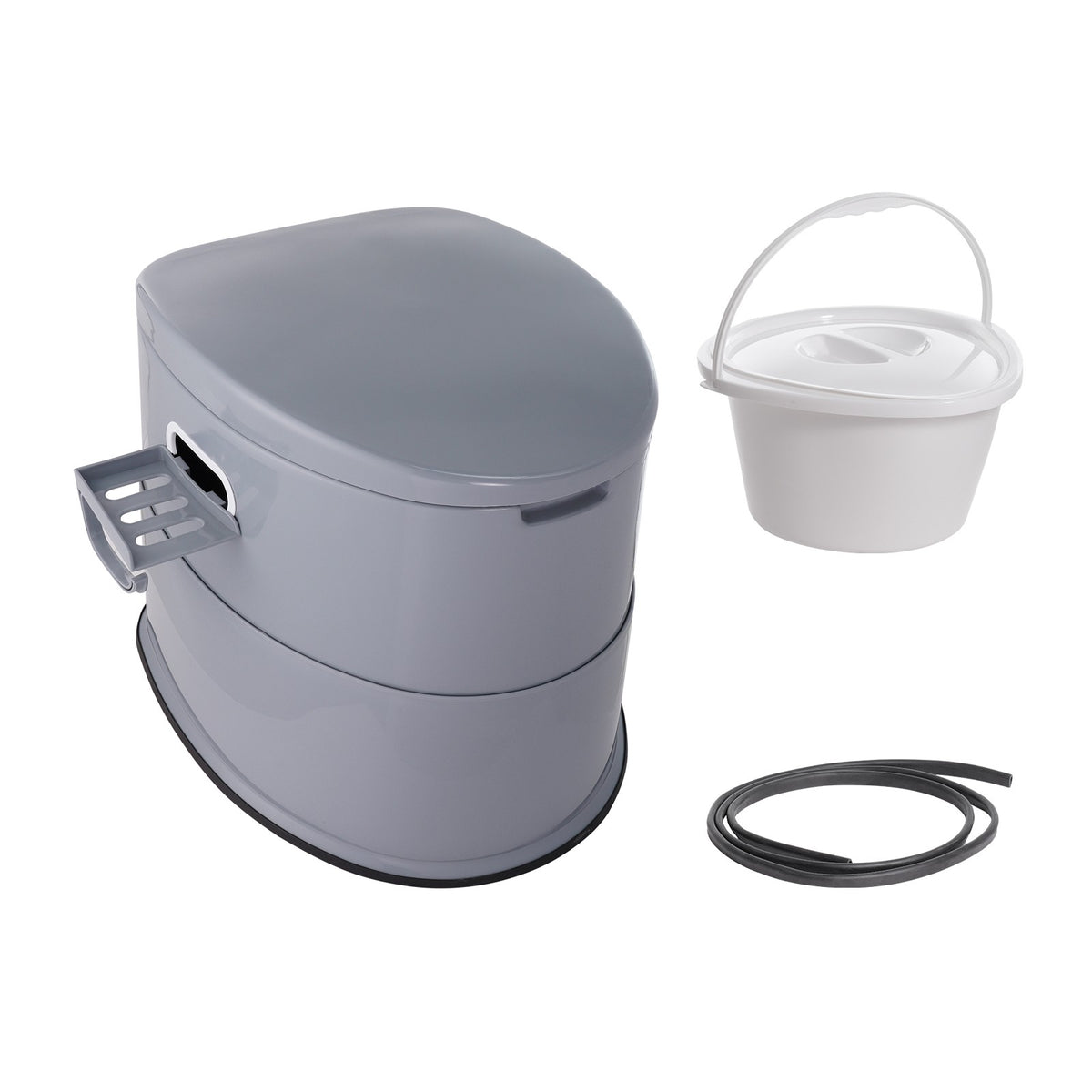 Portable Camping Toilet with Detachable Inner Bucket, Phone Shelf & Paper Holder