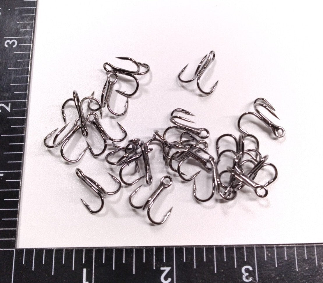 25 Pack Treble Hooks - Sharp Black Nickel Fishing Hooks for Catching Fish