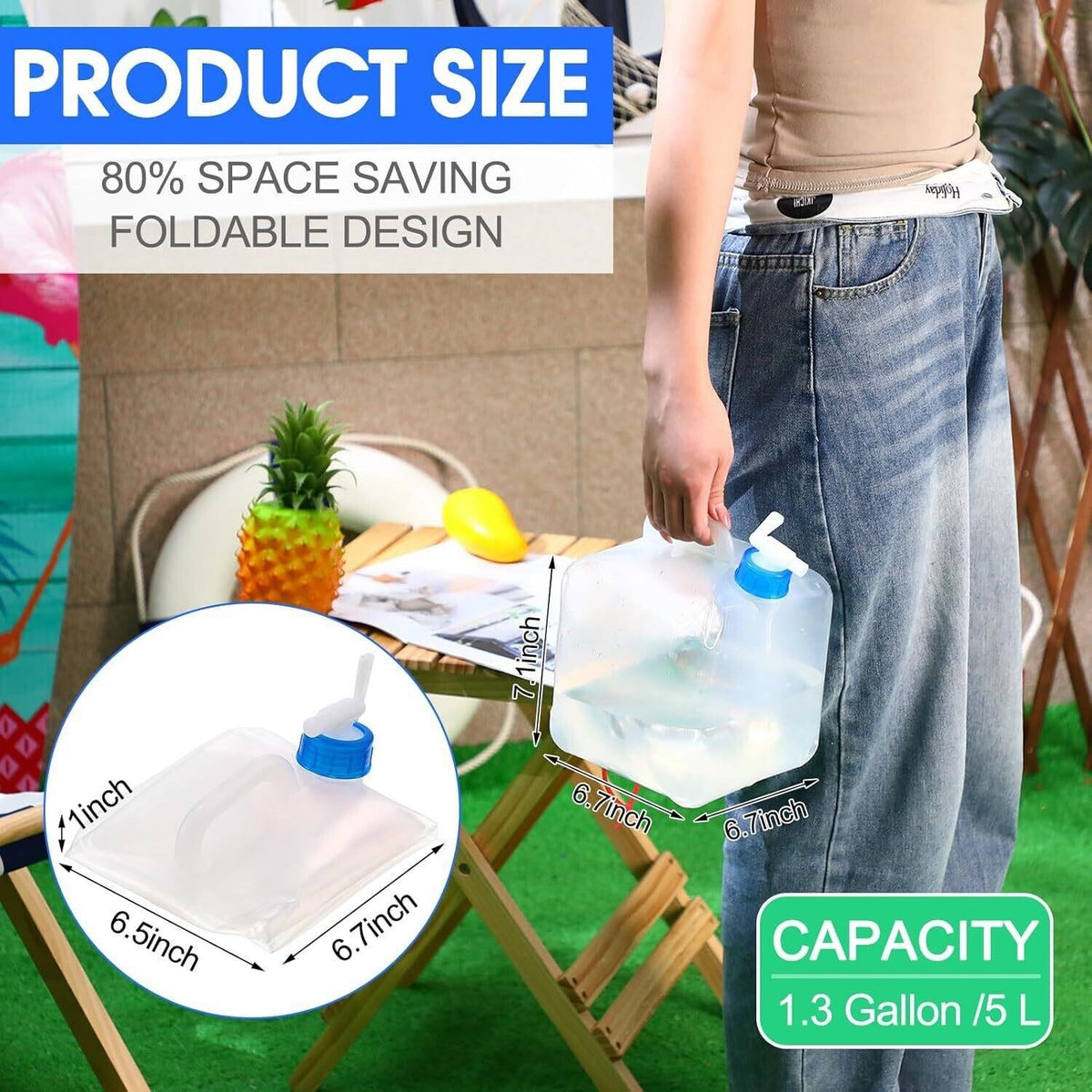 Portable Water Container 1.3 Gallon with Spigot for Easy Pouring