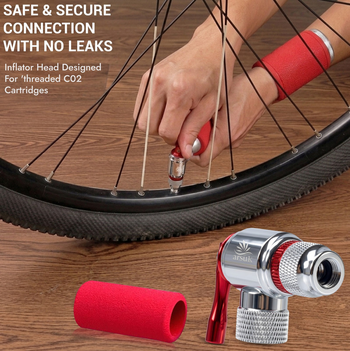 Mini CO2 Bike Tire Inflator for Presta & Schrader Valves - Portable & Effortless