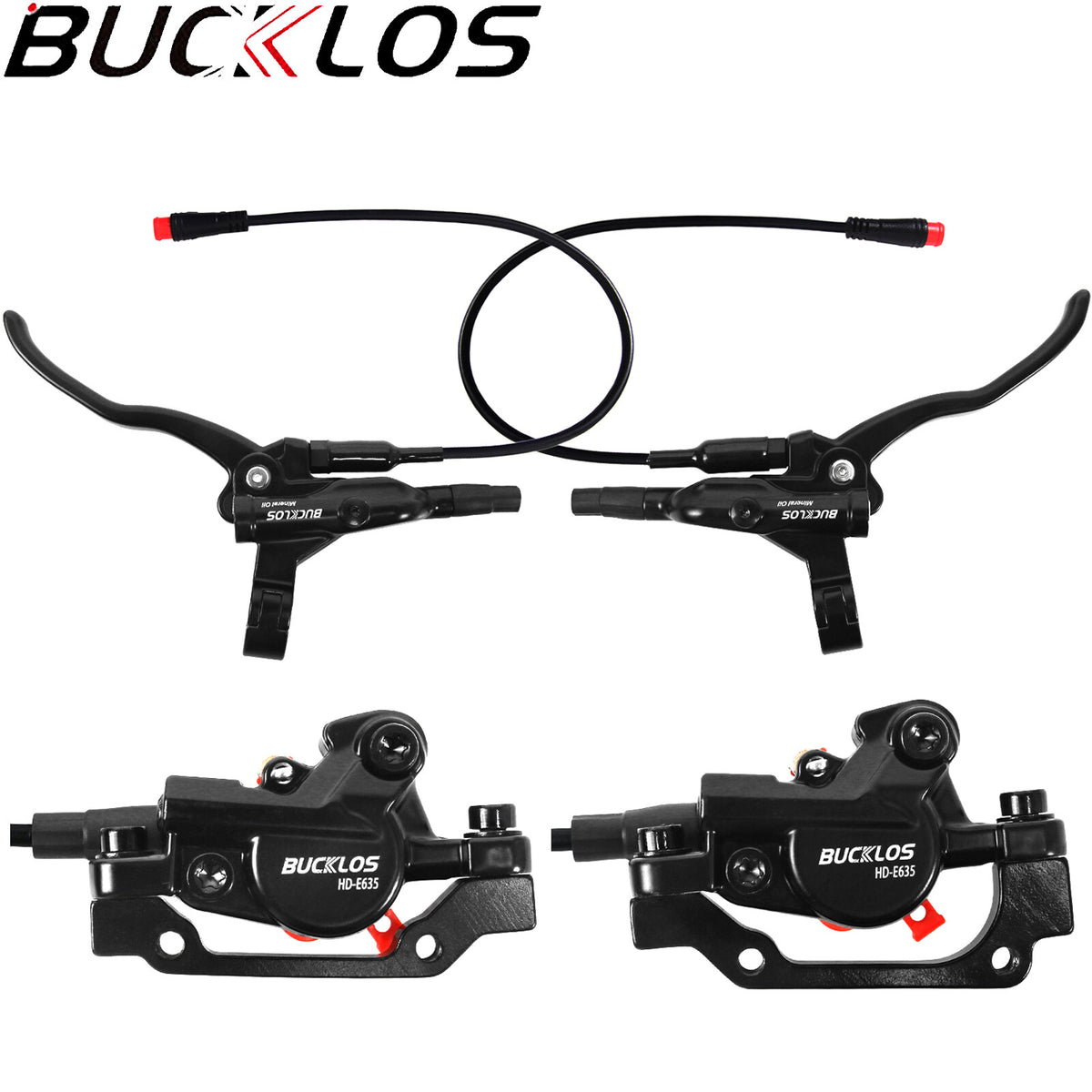 Hydraulic Brake Set 2 Pistons Front & Rear for E-Bike 1100mm & 1800mm Hoses