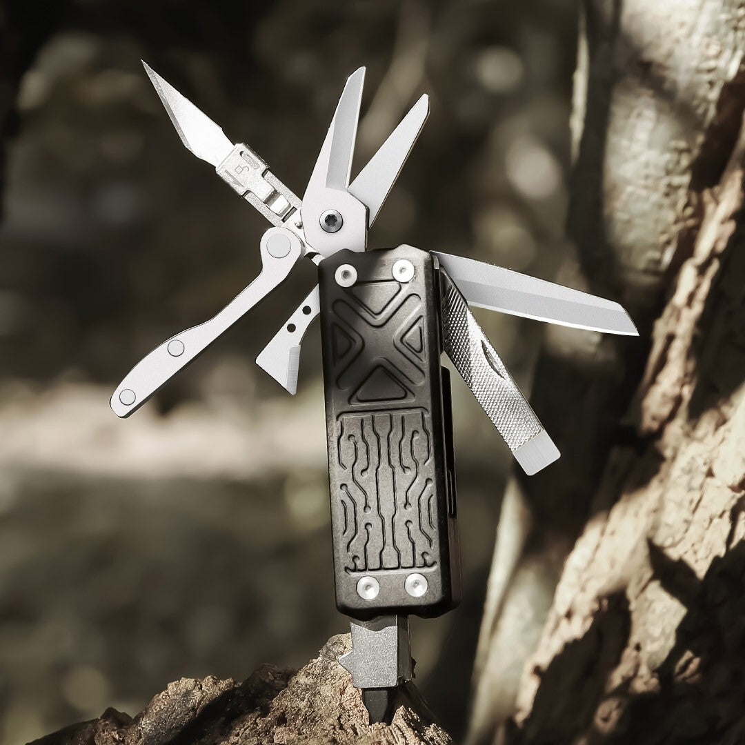 Pocket Multi-Tool with 9 Functions and Black Aluminum Handles, 2.88 Inches