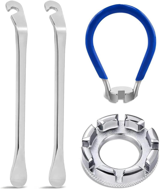 4-Piece Bicycle Spoke Wrench Set - Universal Forged Steel Wheel Tool