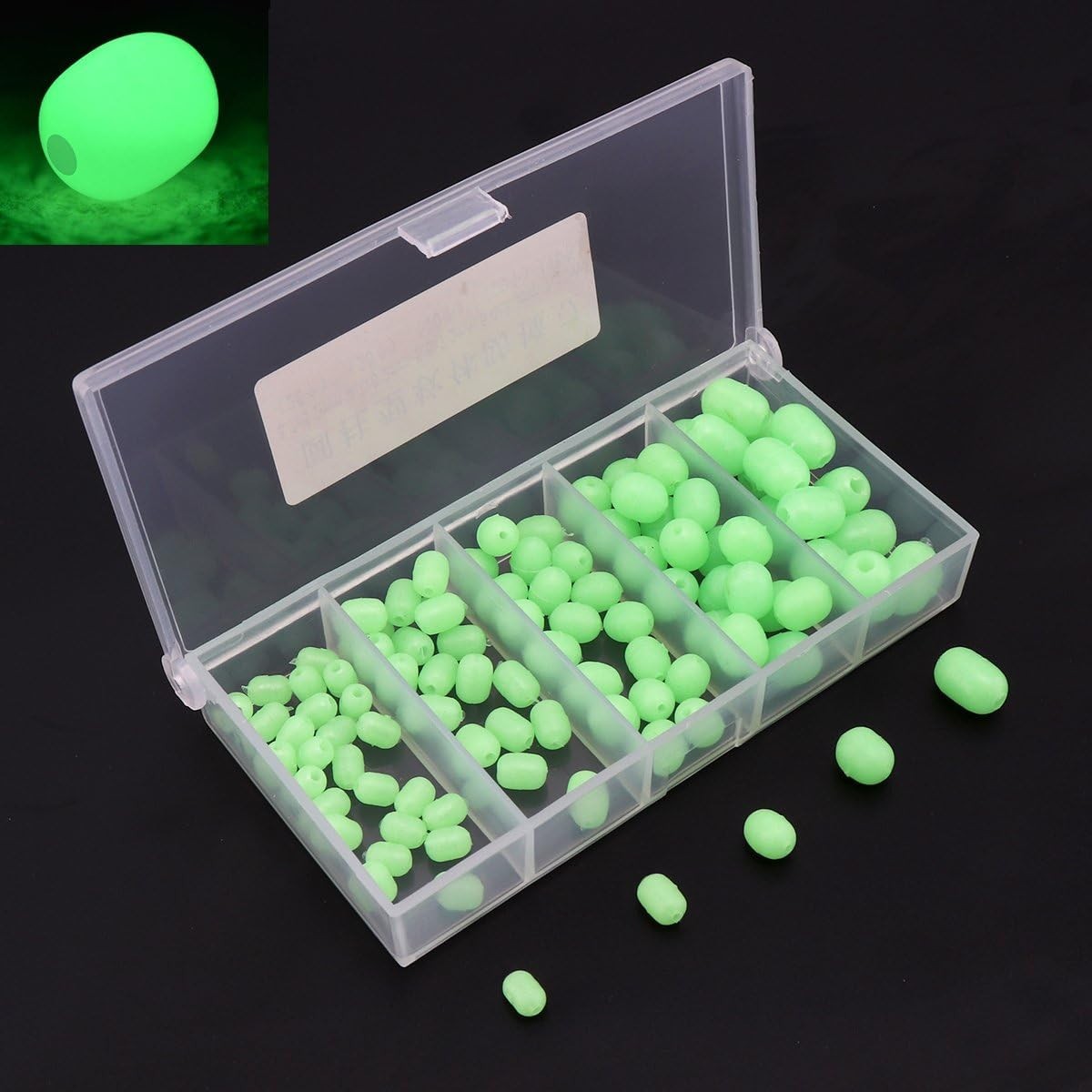 Luminous Green Fishing Beads Set for Deep Water Tackle - 100 Soft Round Baits