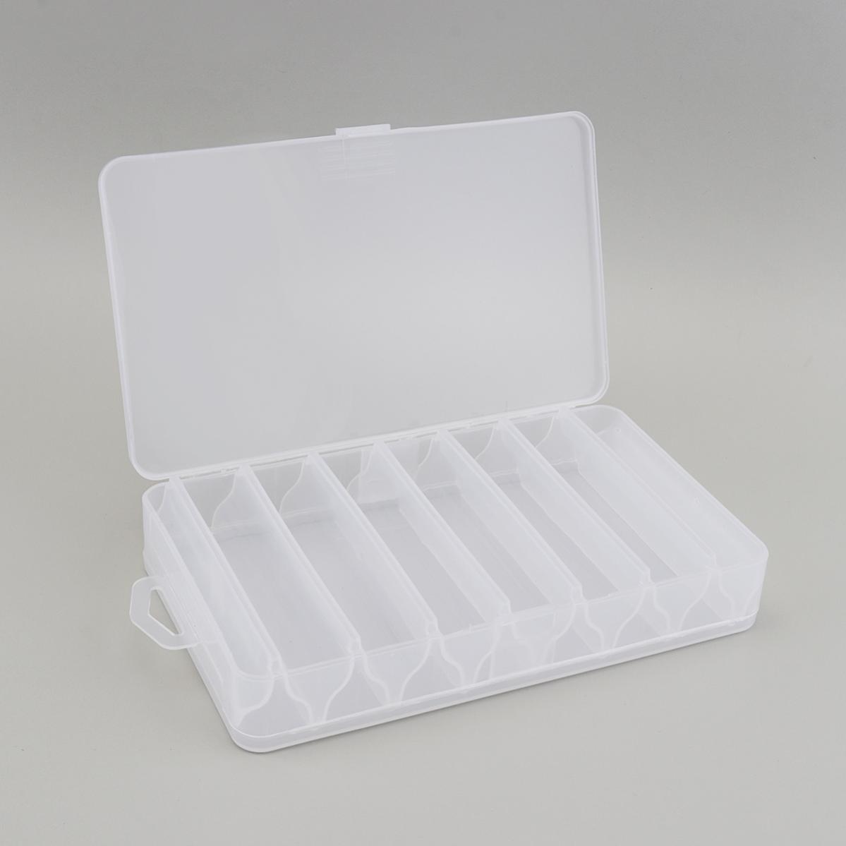 14-Compartment Waterproof Fishing Tackle Box with Transparent Lid 21x11.5x3.6cm