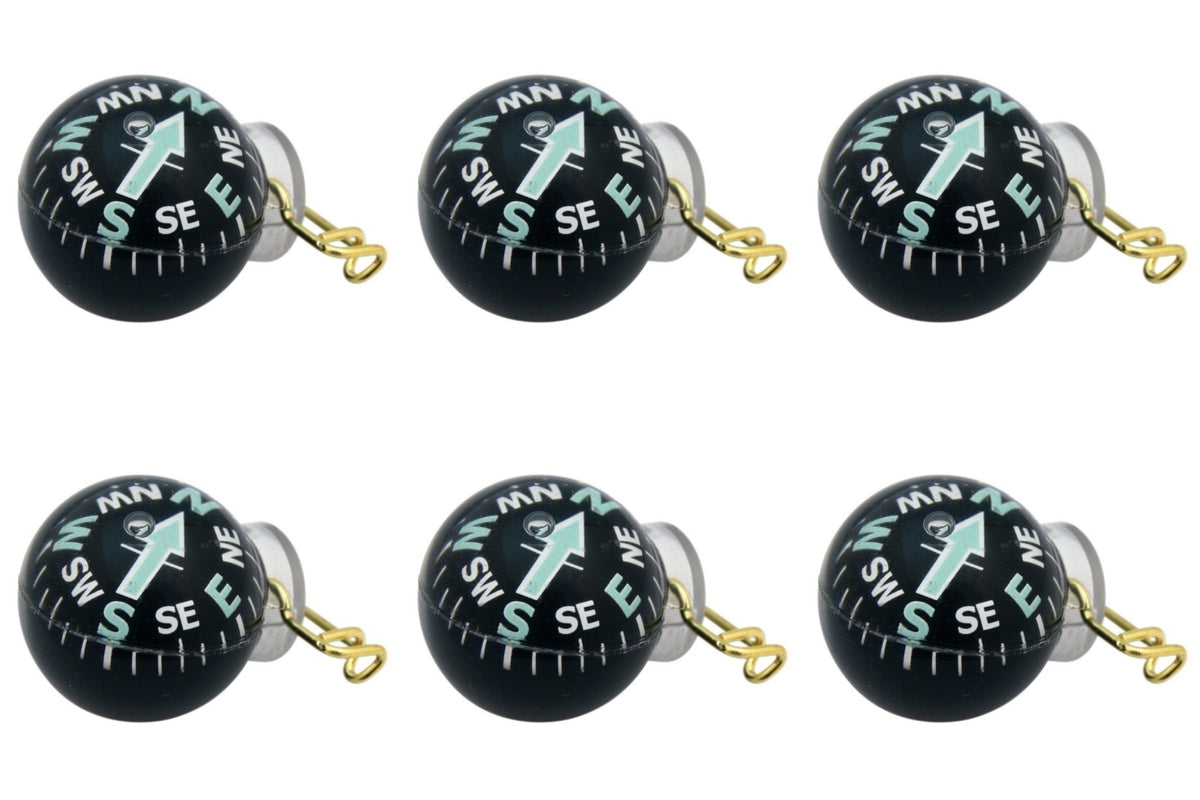 Pin-On Liquid Filled Compass with Luminous Arrow for Hiking and Outdoors (6 Pack)