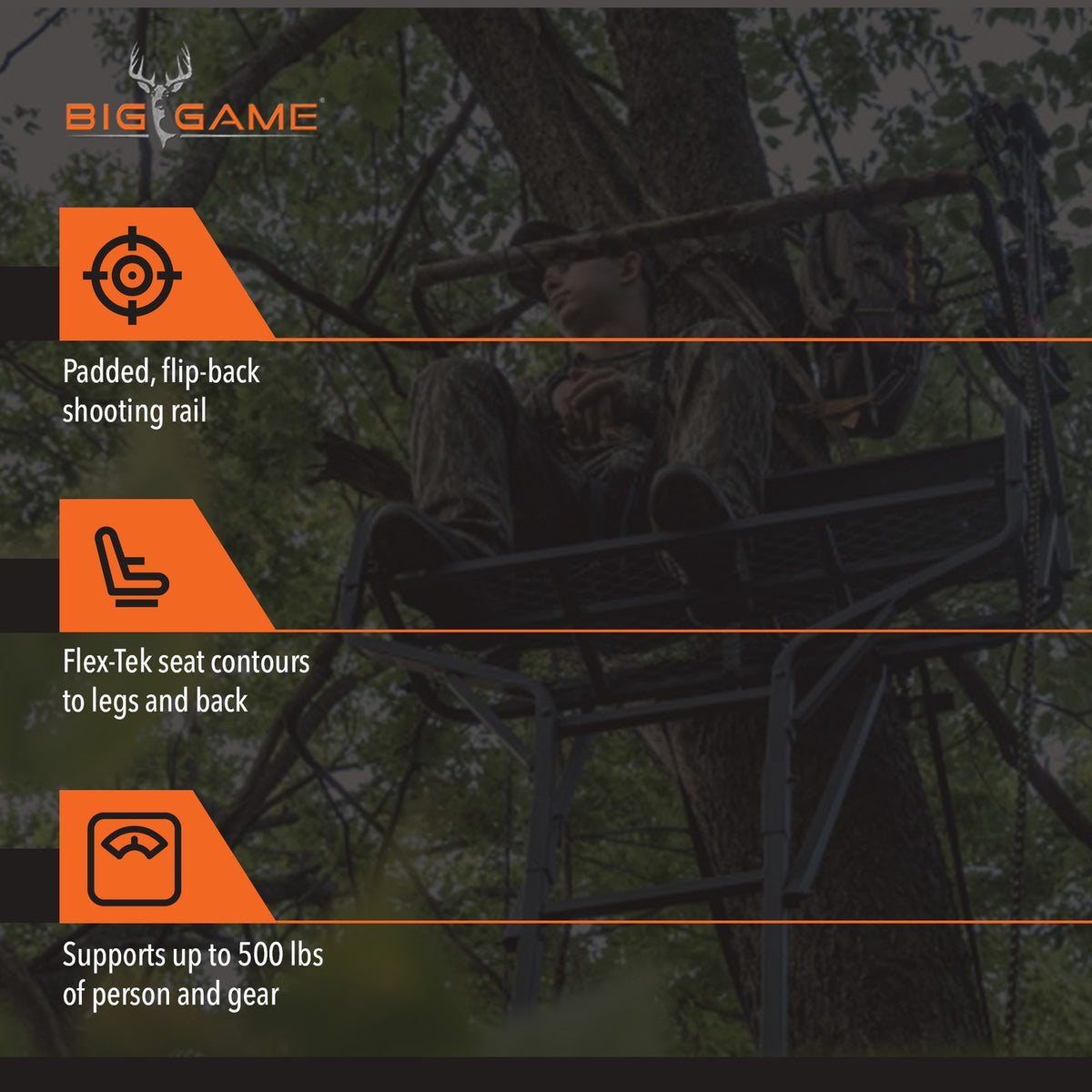 Big Game Guardian XLT 18ft 2-Person Climbing Tree Stand for Deer Hunting