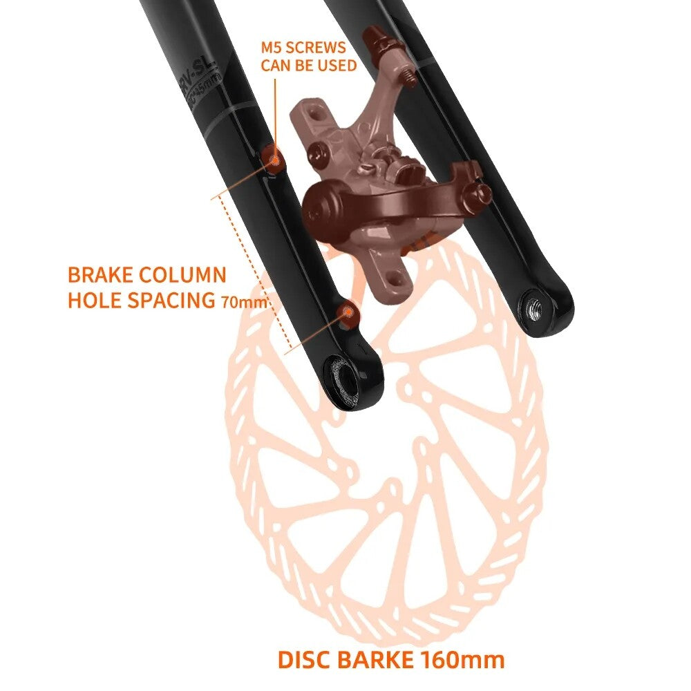 700C Carbon Fiber Gravel Bike Fork Disc Brake 100x12mm Tapered Steerer