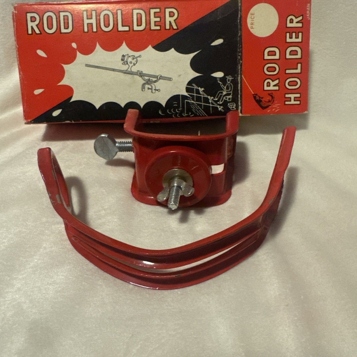 Vintage Japanese Clamp-On Fishing Rod Holder for Retro Boat or Outrigger Mounting