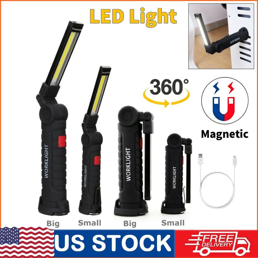 Rechargeable COB LED Work Light Flashlight with Magnetic Base and Folding Design