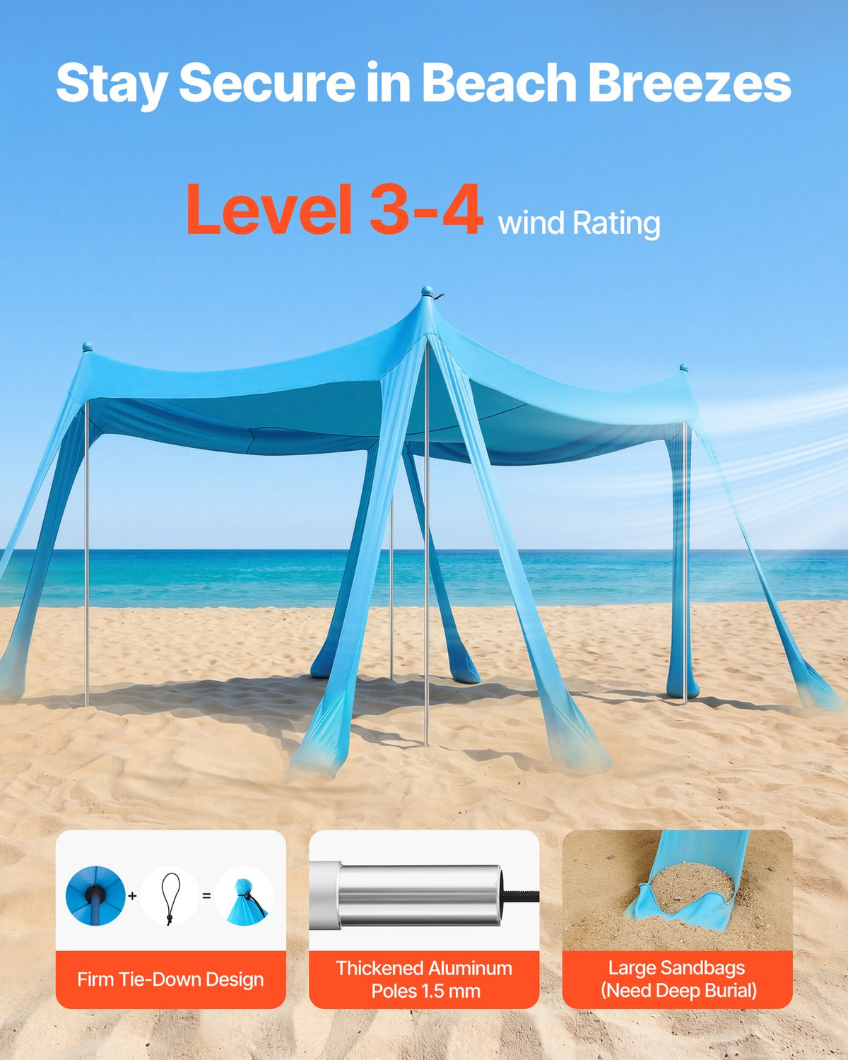 Portable 10x10 ft Sun Shelter Beach Tent with UPF 50+ Shade Canopy