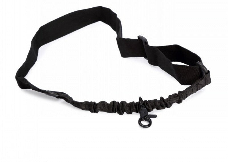 Tactical Single Point Rifle Sling with Adjustable Bungee Cord - Black