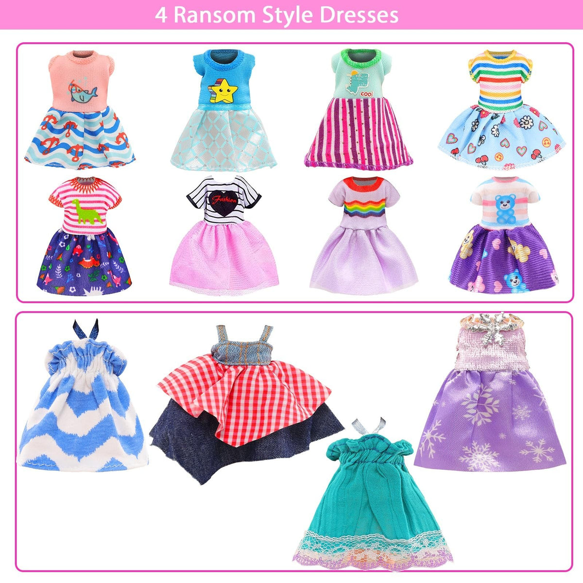 Doll Travel Accessories Set with Suitcase, Outfits, Shoes, and More for 5.3 Inch Dolls