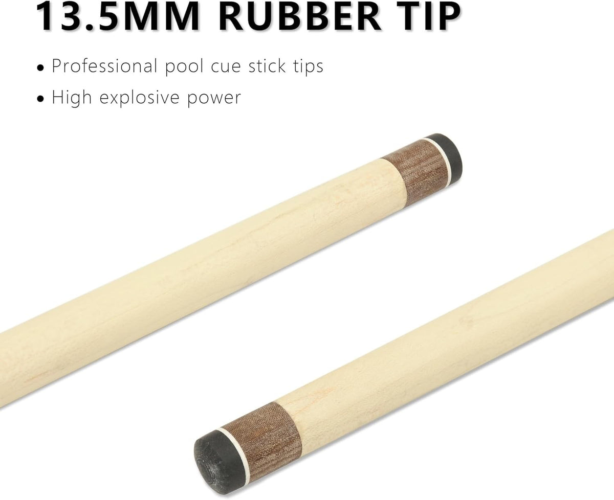 Kids Pool Cue Stick 42" Canadian Maple 2-Piece, 13.5mm Tip, 10.5oz - Durable Billiard Cue