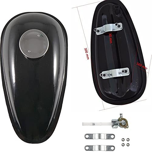 2L Motorcycle Fuel Tank with Cap and Petcock Fits 49cc 66cc 80cc Engines