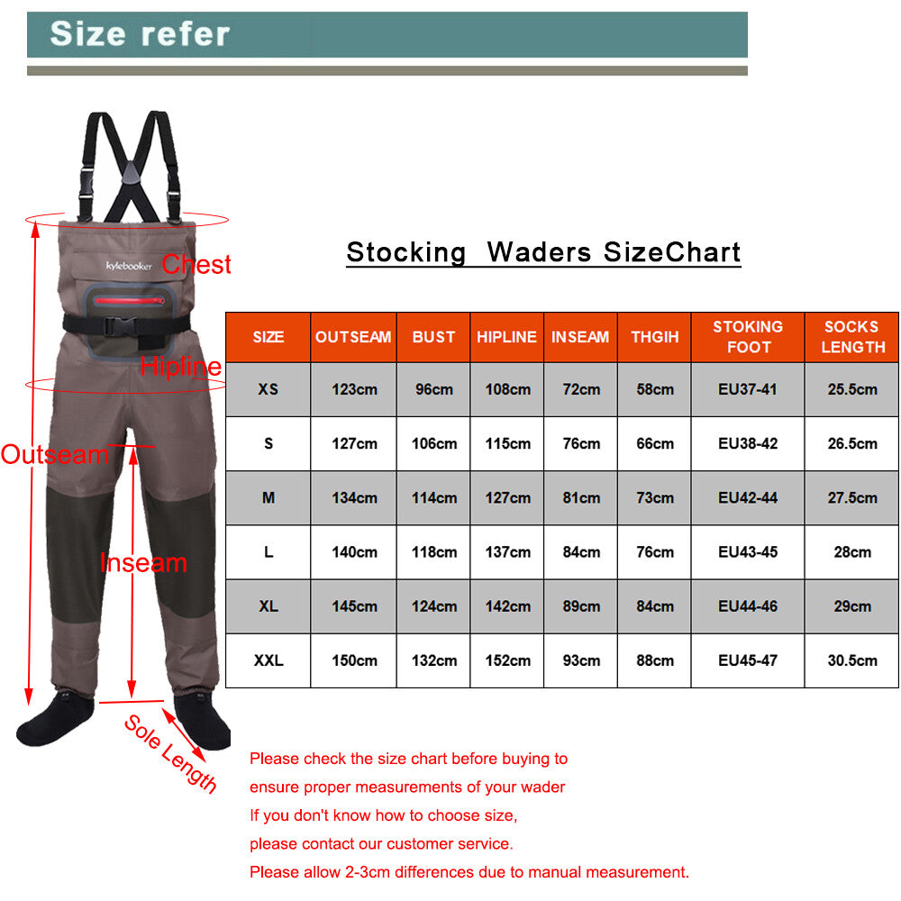Fly Fishing Chest Waders Breathable Waterproof Stocking Foot Fishing & Hunting Waders