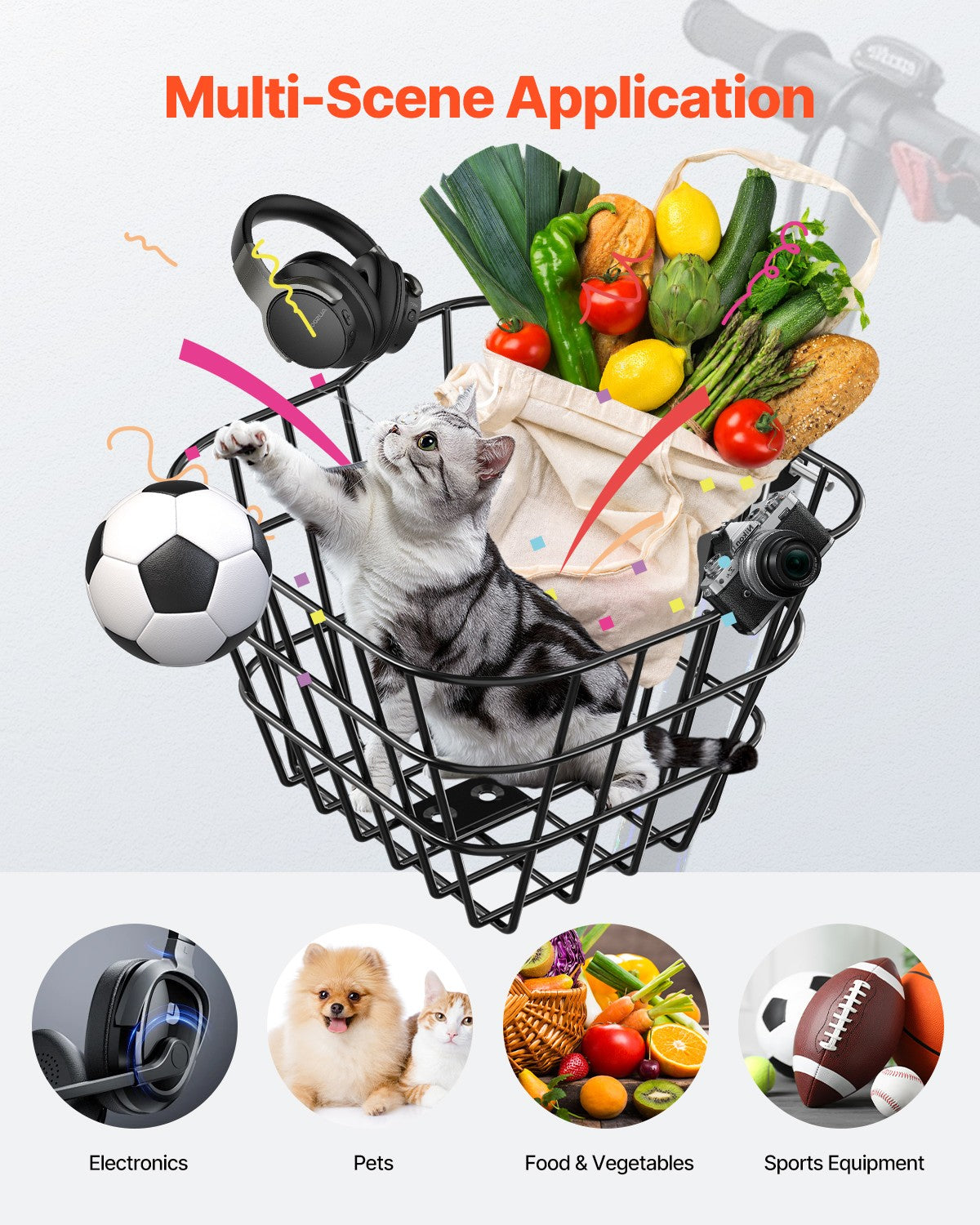 Front Bike Basket for Electric Scooters - Durable Metal Storage with Fixation