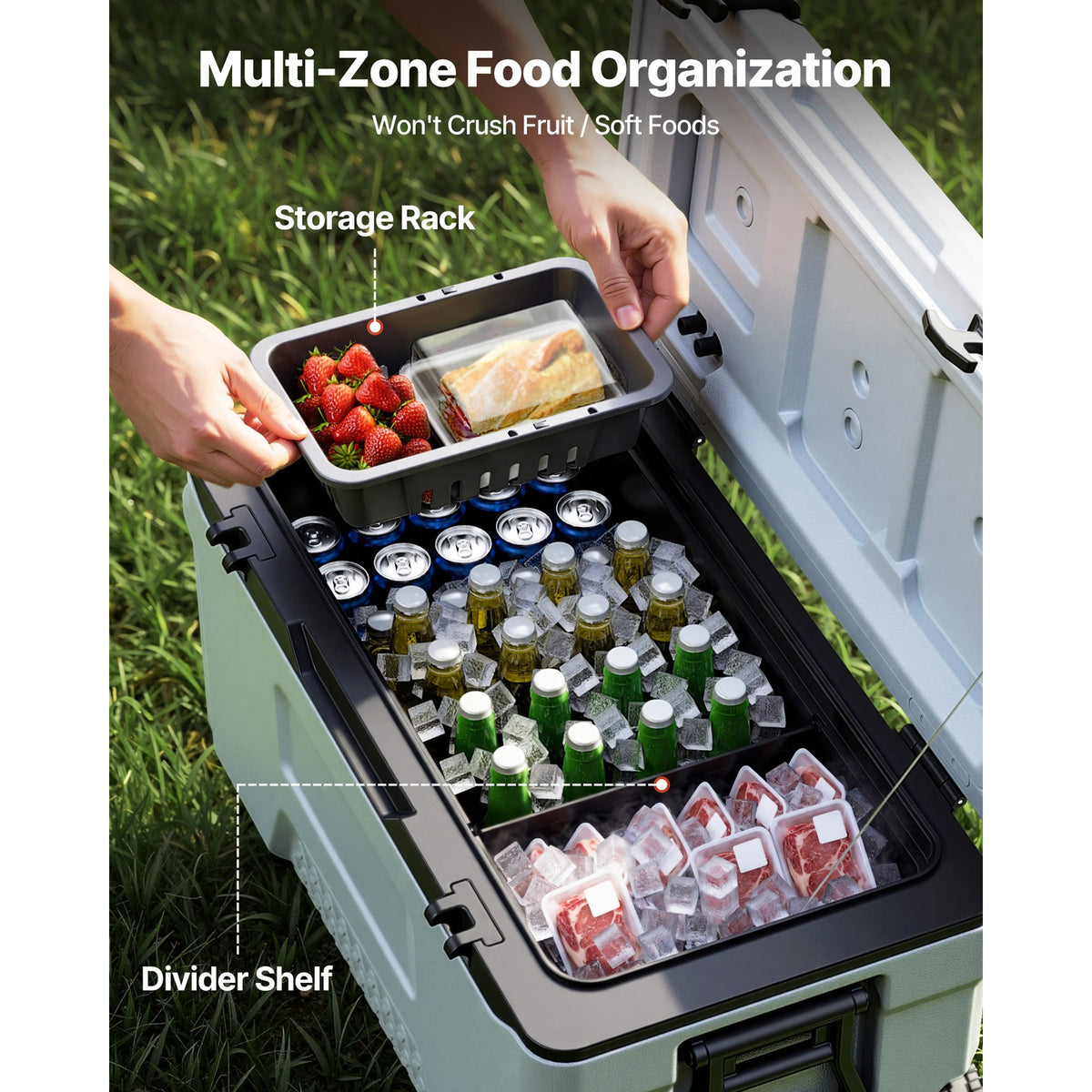 52QT Portable Rolling Cooler for Outdoor Picnics Camping and Events