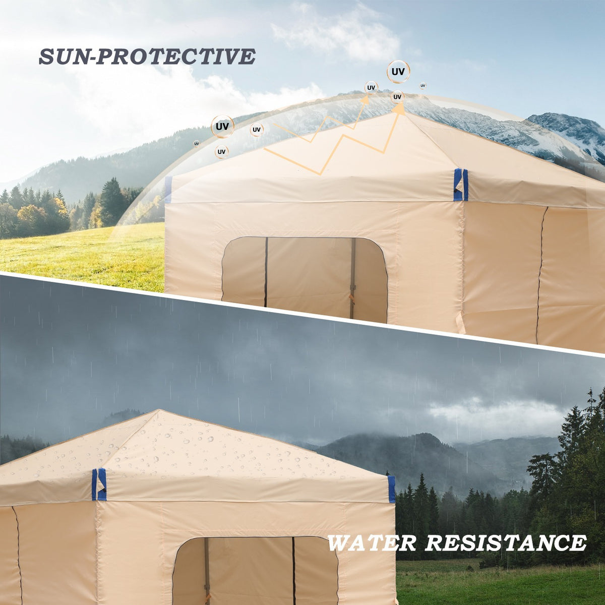 Portable Pop Up Canopy Tent with Sidewalls - 10x10 or 12x12 ft Shade Shelter with Stakes & Bag
