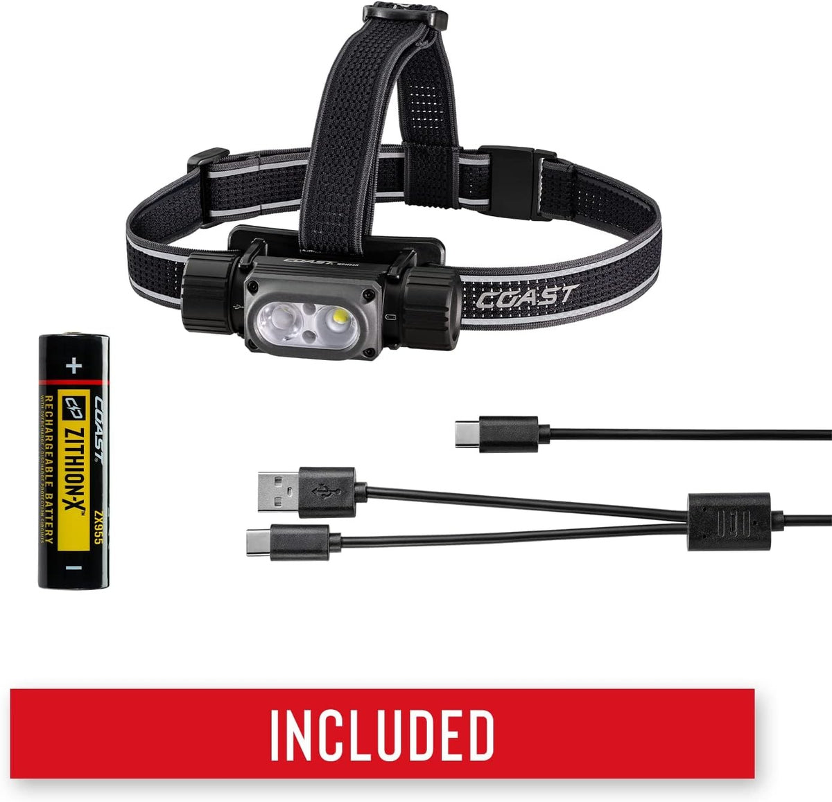 Waterproof USB Rechargeable Headlamp 2000 Lumens with Dual Power Mode