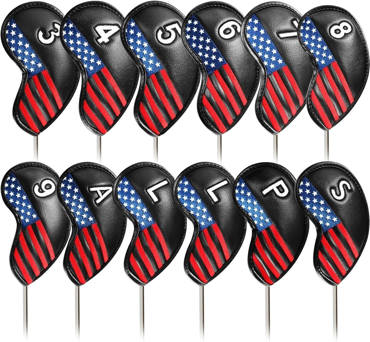 Golf Iron Head Covers 12 Pack Set - Universal Durable PU Club Protectors