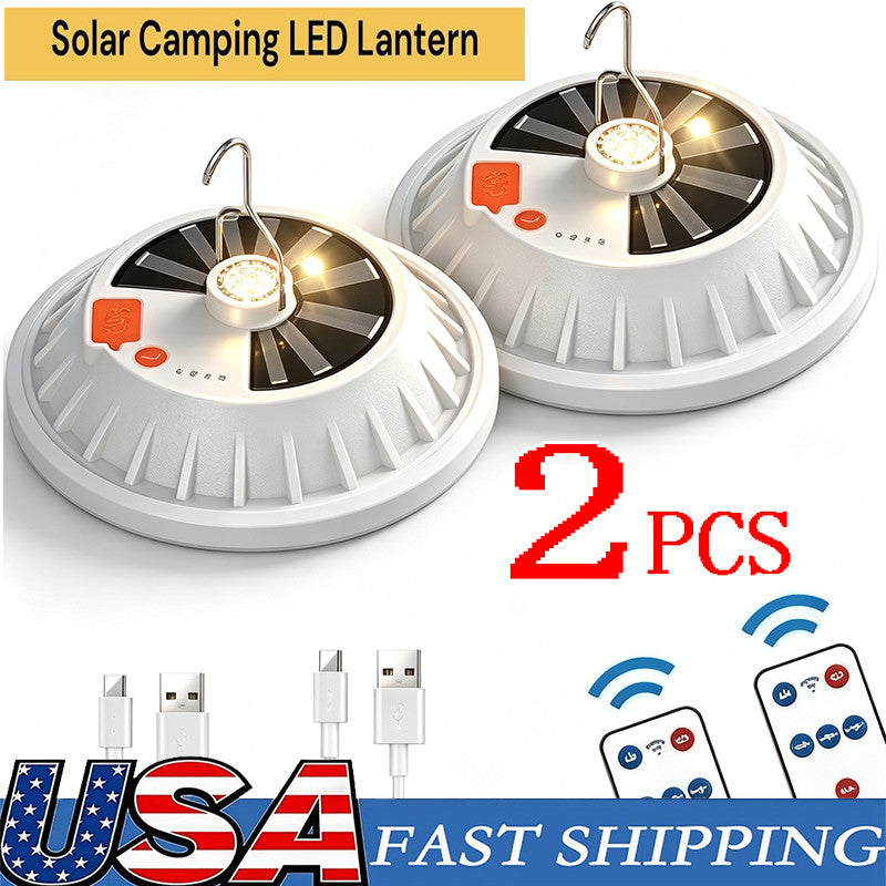 Rechargeable Solar Camping Lantern with Remote, Waterproof & Bright LED Light