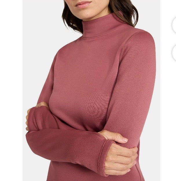 Size L Mock Neck Shirt for Women Base Layer Thermal Top - Wild Ginger
