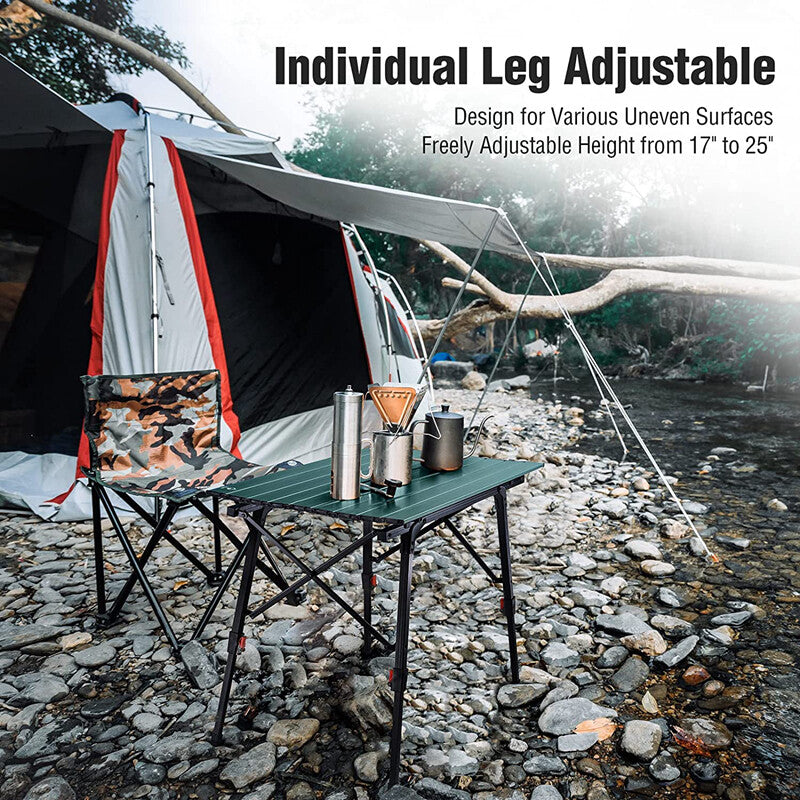 Portable Camping Table 35in Adjustable Aluminum Folding Outdoor Table