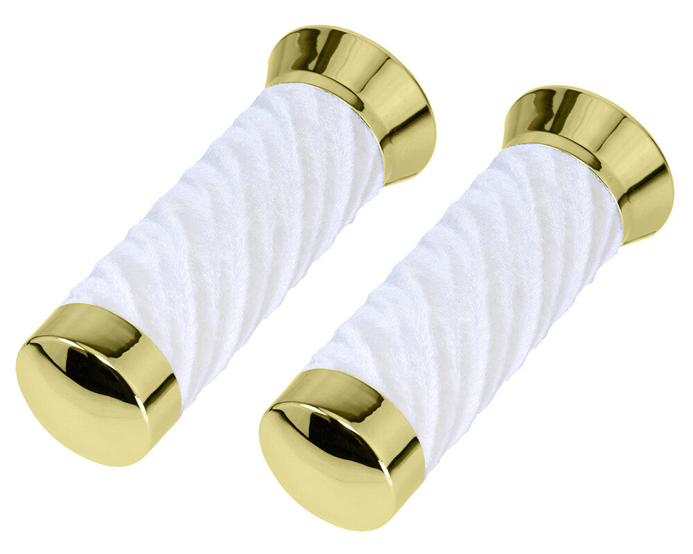 Lowrider Velour Handlebar Grips with Chrome or Gold Caps for Custom Bikes