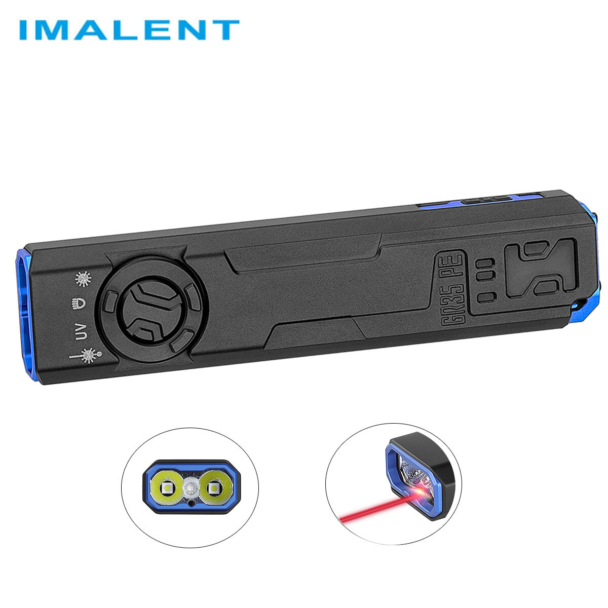 IMALENT GR35 Flat EDC Flashlight 2800 Lumens Pocket Light with Red Beam & UV 365nm