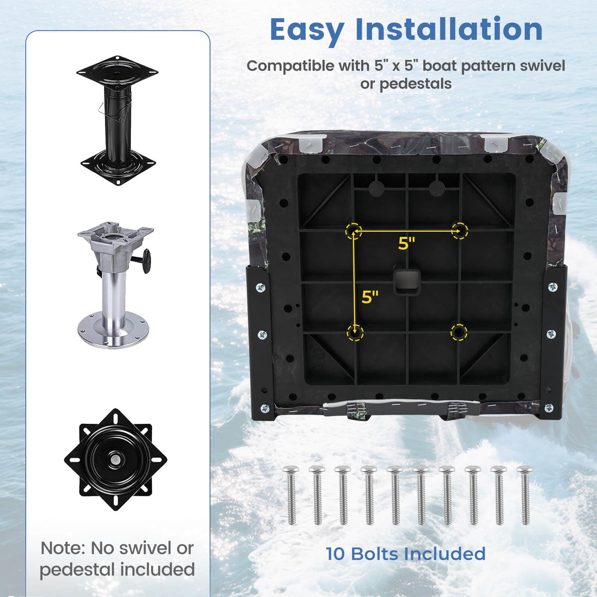 2-Pack Folding Boat Seats with Thick Cushions and Weatherproof Hinges