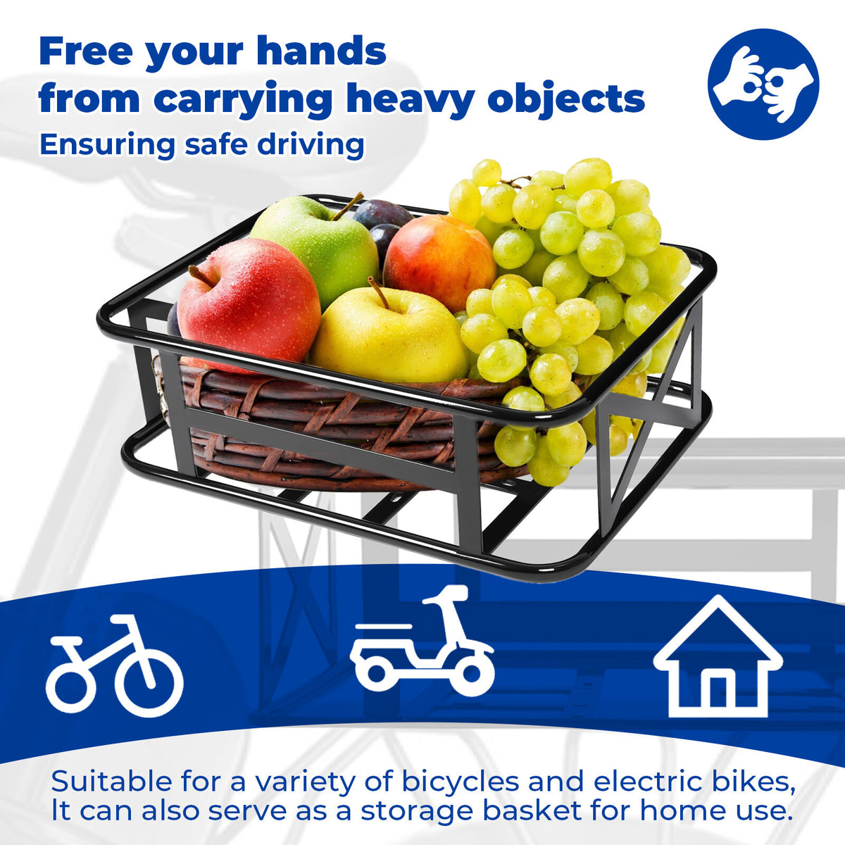 Steel Rear Bike Rack Basket Large Capacity for Mukkpet GM/GL & Suburban