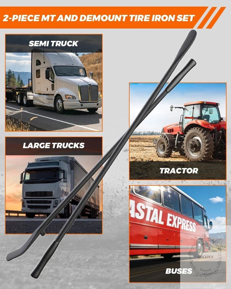 Heavy-Duty 39-Inch Tire Iron Bar Set for Semi Trucks & Heavy Vehicles
