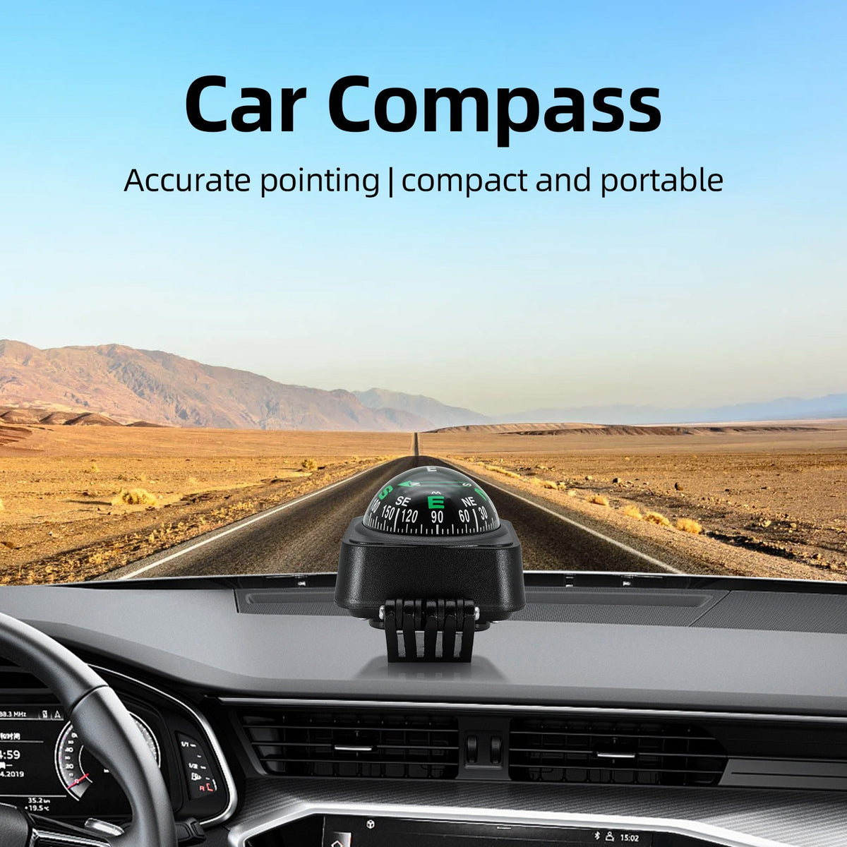 Adjustable Car Dashboard Navigation Compass Ball for Marine, Truck, Boat
