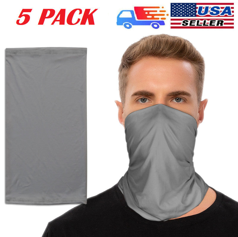 Pack of Multi-Functional Windproof Neck Gaiter Face Masks - Black & Gray