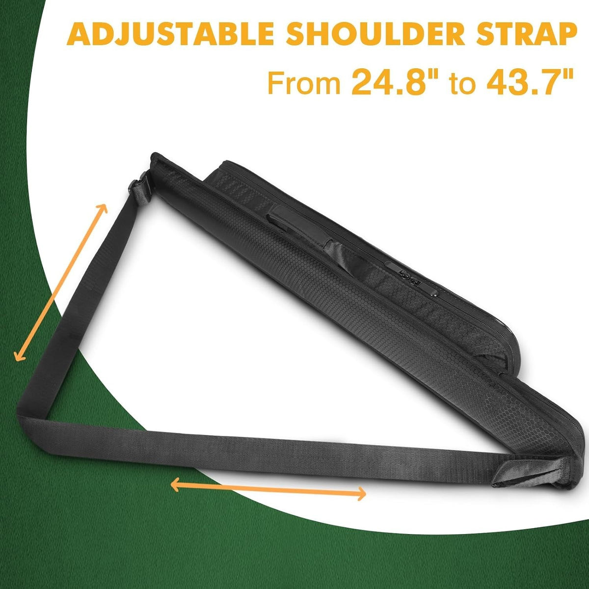 Pool Cue Soft Shoulder Strap Waterproof Case 58-Inch Fits 2-Piece Cues