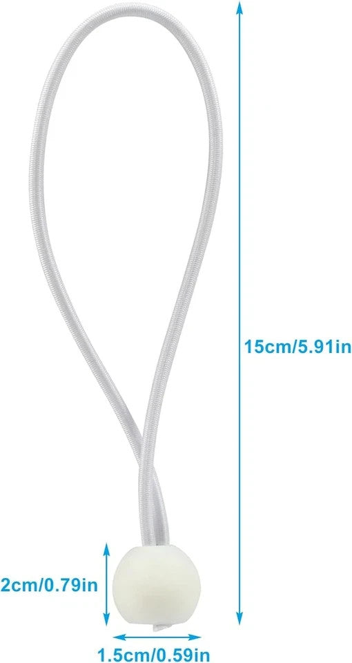 Heavy Duty 100pcs 6-inch White Bungee Cord Tie-Down Straps for Tarp Canopy Camping