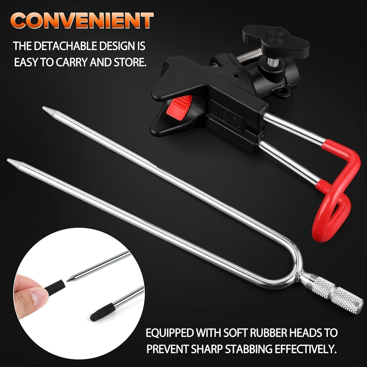 2PCS Adjustable Fishing Rod Holders for Ground & Bank Fishing - 360° Rotation