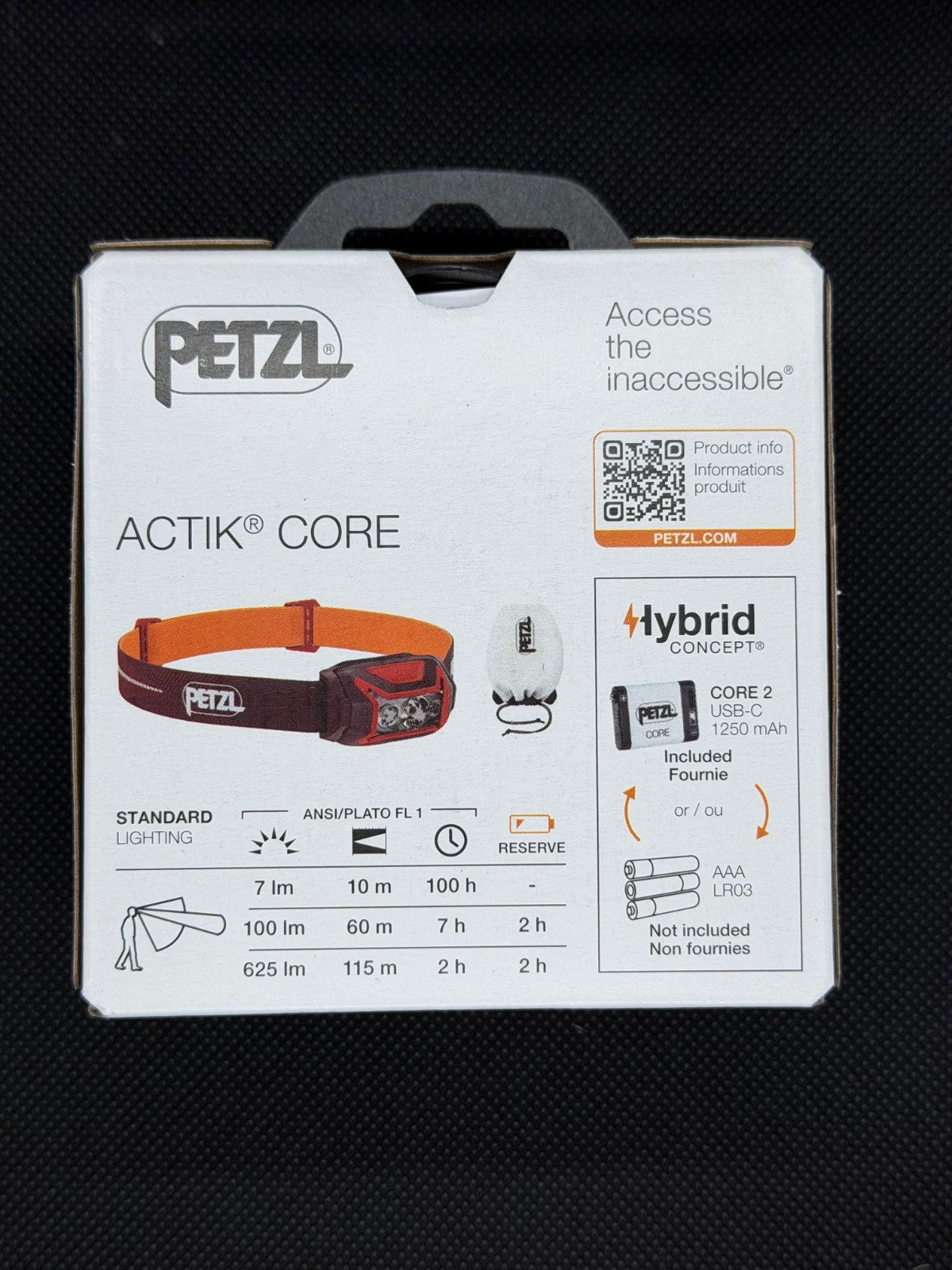 Petzl Actik Core 625 Lumens Rechargeable Headlamp - Red, Weather Resistant