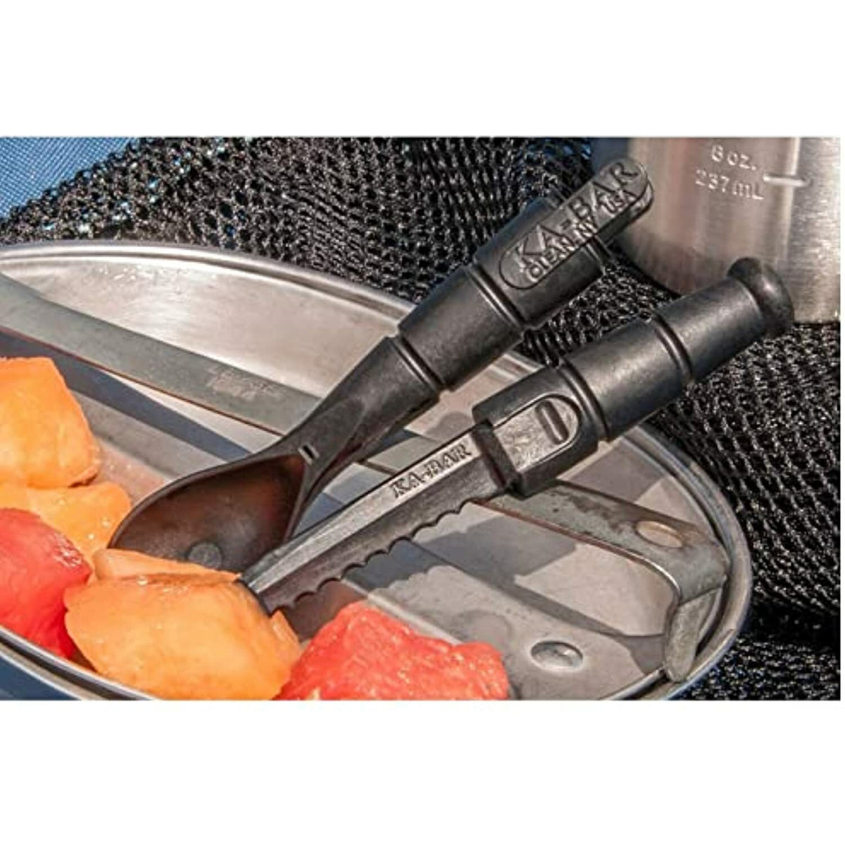 Camping Spork and Knife Kit - Pack of 3, 6.875-inch Multi-Use Utensils