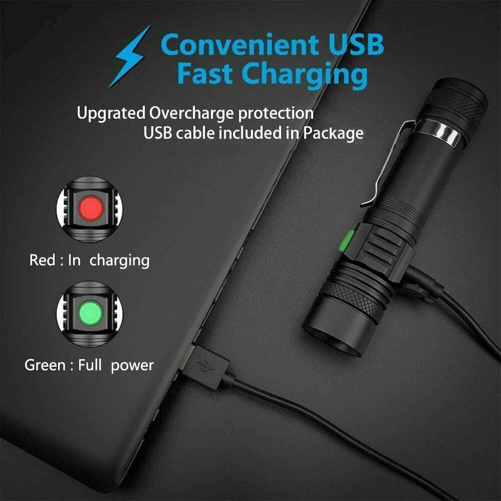 Rechargeable LED Tactical Flashlight 99000000 LM Bright Work Light, 2 Pack