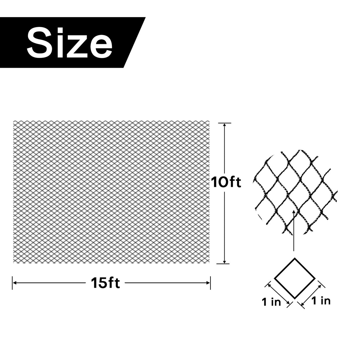 Golf Practice Barrier Net 10x10ft or 15ft High Impact Sports Netting